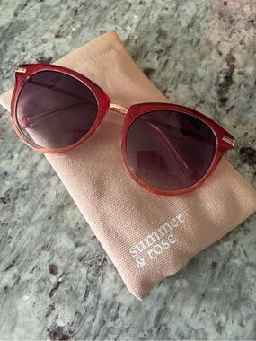 summer & rose pink to red gradient round women's sunglasses